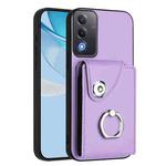 For OPPO A3 Pro Global / A3 Energy Organ Card Bag Ring Holder PU Phone Case(Purple)