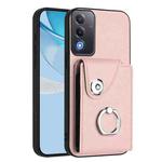 For OPPO A3 Pro Global / A3 Energy Organ Card Bag Ring Holder PU Phone Case(Pink)