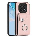 For OPPO A5 4G / F29 5G Organ Card Bag Ring Holder PU Phone Case(Pink)