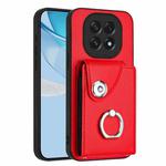 For OPPO A5 4G / F29 5G Organ Card Bag Ring Holder PU Phone Case(Red)