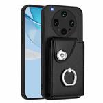 For OPPO Find X8 Ultra Organ Card Bag Ring Holder PU Phone Case(Black)