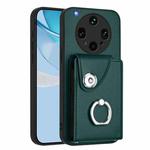 For OPPO Find X8 Ultra Organ Card Bag Ring Holder PU Phone Case(Green)