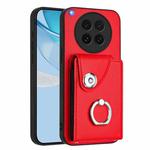 For OPPO Find X8s Organ Card Bag Ring Holder PU Phone Case(Red)