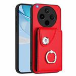 For OPPO Find X8s+ Organ Card Bag Ring Holder PU Phone Case(Red)