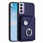 For OPPO Reno12 Pro Global Organ Card Bag Ring Holder PU Phone Case(Blue)