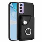 For OPPO Reno12 Pro Global Organ Card Bag Ring Holder PU Phone Case(Black)
