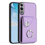 For OnePlus Nord CE4 Organ Card Bag Ring Holder PU Phone Case(Purple)