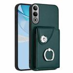 For OnePlus Nord CE4 Organ Card Bag Ring Holder PU Phone Case(Green)