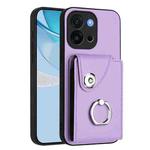 For OnePlus 13T Organ Card Bag Ring Holder PU Phone Case(Purple)