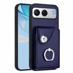 For OnePlus Nord 4 Organ Card Bag Ring Holder PU Phone Case(Blue)