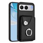 For OnePlus Nord 4 Organ Card Bag Ring Holder PU Phone Case(Black)