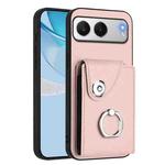 For OnePlus Nord 4 Organ Card Bag Ring Holder PU Phone Case(Pink)