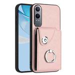 For OnePlus Nord CE4 Lite 5G / OPPO K12x Organ Card Bag Ring Holder PU Phone Case(Pink)