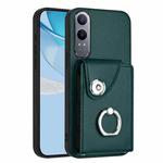 For OnePlus Nord CE4 Lite 5G / OPPO K12x Organ Card Bag Ring Holder PU Phone Case(Green)