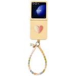 For Samsung Galaxy Z Flip5 5G DIY Luminous Bear Phone Case with Gradient Lanyard(Yellow)