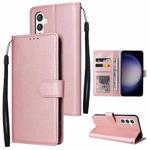 For Samsung Galaxy S24 5G 3-Card Slots Multifunctional Leather Phone Case(Rose Gold)