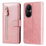 For Huawei Enjoy 80 Fashion Calf Texture Zipper Leather Phone Case(Rose Gold)
