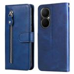 For Huawei Enjoy 80 Fashion Calf Texture Zipper Leather Phone Case(Blue)