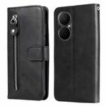For Huawei Enjoy 80 Fashion Calf Texture Zipper Leather Phone Case(Black)