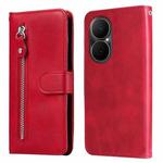 For Huawei Enjoy 80 Fashion Calf Texture Zipper Leather Phone Case(Red)
