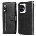 For Honor 100 Fashion Calf Texture Zipper Leather Phone Case(Black)