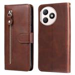 For Honor X50i+ Fashion Calf Texture Zipper Leather Phone Case(Brown)