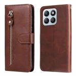 For Honor X8b Fashion Calf Texture Zipper Leather Phone Case(Brown)