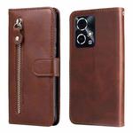 For Honor 90 GT Fashion Calf Texture Zipper Leather Phone Case(Brown)