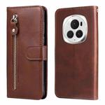 For Honor Magic6 Pro Fashion Calf Texture Zipper Leather Phone Case(Brown)