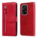 For Honor 200 Lite Global Fashion Calf Texture Zipper Leather Phone Case(Red)