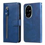 For Honor 200 Pro Fashion Calf Texture Zipper Leather Phone Case(Blue)