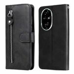 For Honor 200 Pro Fashion Calf Texture Zipper Leather Phone Case(Black)