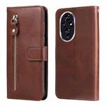 For Honor 200 Fashion Calf Texture Zipper Leather Phone Case(Brown)