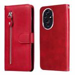 For Honor 200 Fashion Calf Texture Zipper Leather Phone Case(Red)