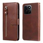 For Honor Play 60 Plus Fashion Calf Texture Zipper Leather Phone Case(Brown)