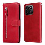 For Honor Play 60 Plus Fashion Calf Texture Zipper Leather Phone Case(Red)