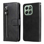 For Honor X6b Fashion Calf Texture Zipper Leather Phone Case(Black)