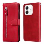 For Honor X60i Fashion Calf Texture Zipper Leather Phone Case(Red)