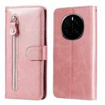 For Honor Magic7 Fashion Calf Texture Zipper Leather Phone Case(Rose Gold)