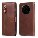 For Honor Magic7 Fashion Calf Texture Zipper Leather Phone Case(Brown)