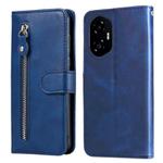 For Honor 300 Fashion Calf Texture Zipper Leather Phone Case(Blue)