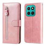 For Honor X8c 4G Fashion Calf Texture Zipper Leather Phone Case(Rose Gold)