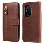 For Honor 400 Fashion Calf Texture Zipper Leather Phone Case(Brown)