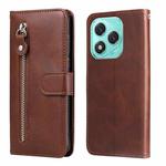 For Honor 400 Lite Fashion Calf Texture Zipper Leather Phone Case(Brown)