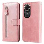 For Honor Play 60 Fashion Calf Texture Zipper Leather Phone Case(Rose Gold)