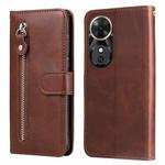 For Honor Play 60 Fashion Calf Texture Zipper Leather Phone Case(Brown)