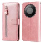 For Honor X70 5G Fashion Calf Texture Zipper Leather Phone Case(Rose Gold)