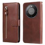 For Honor X70 5G Fashion Calf Texture Zipper Leather Phone Case(Brown)