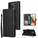 For Xiaomi Redmi Note 13 5G Multifunctional Horizontal Flip Leather Phone Case with Three Card Slot(Black)