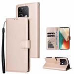 For Xiaomi Redmi Note 13 5G Multifunctional Horizontal Flip Leather Phone Case with Three Card Slot(Gold)